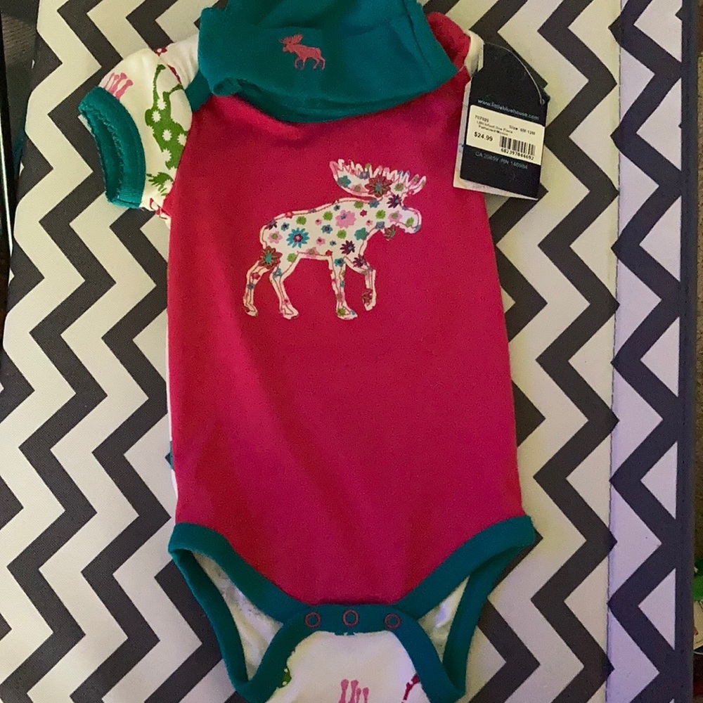 Cute Moose Onesie with matching beanie